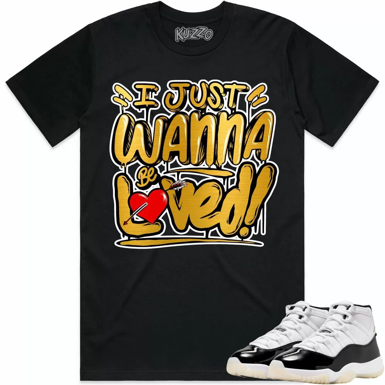 Jordan 11 Gratitude 11s Shirt to Match - GOLD METALLIC LOVED