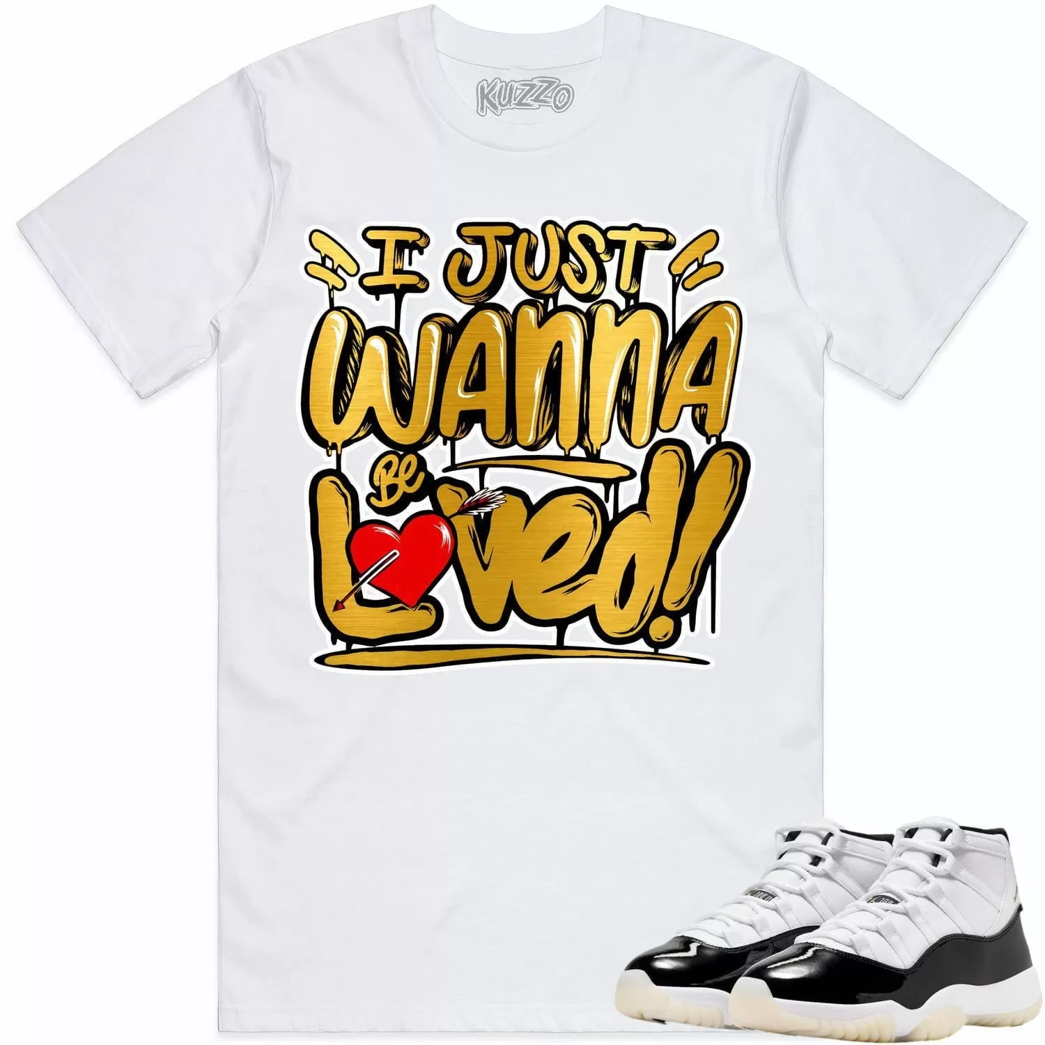 Jordan 11 Gratitude 11s Shirt to Match - GOLD METALLIC LOVED