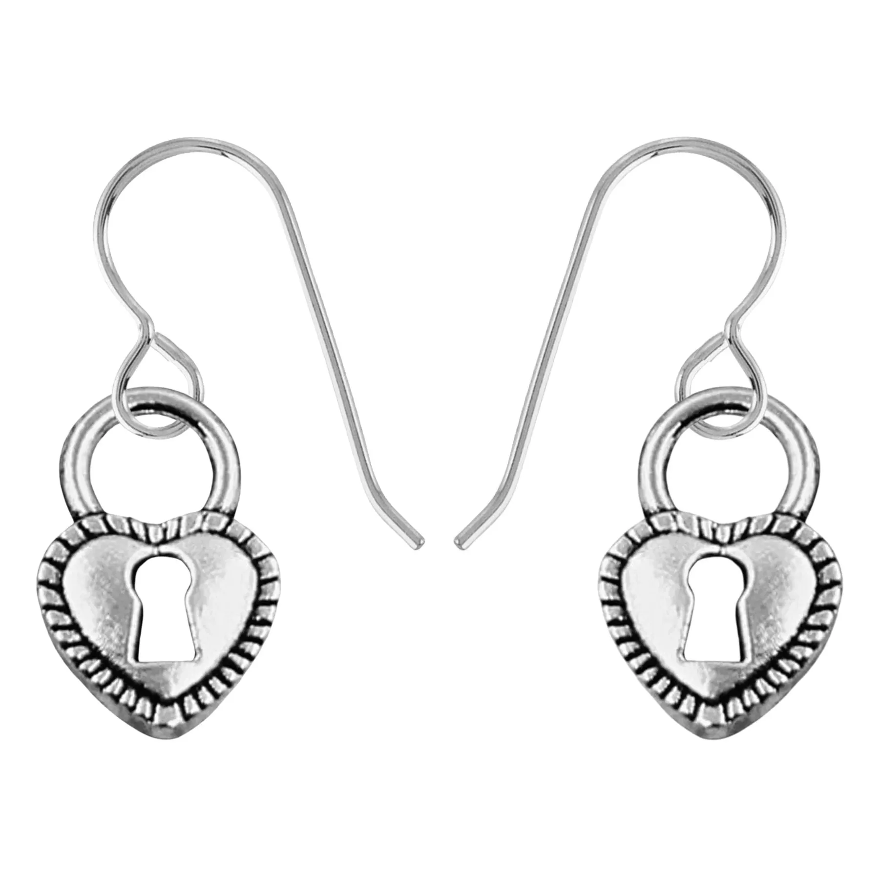 Key Hole Locket Heart Dangle Earrings