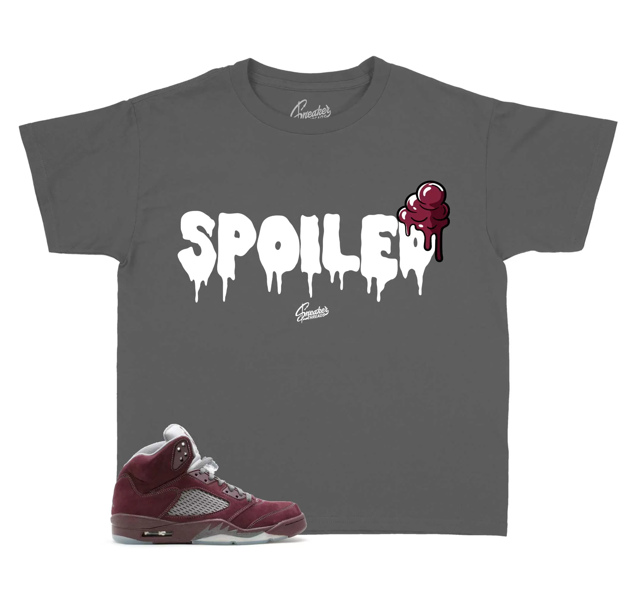 Kids Burgundy 5 Shirt - Spoiled - Charcoal