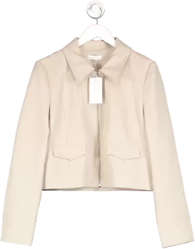 kookai Beige Ariel Staple Jacket Dark Oat UK 8