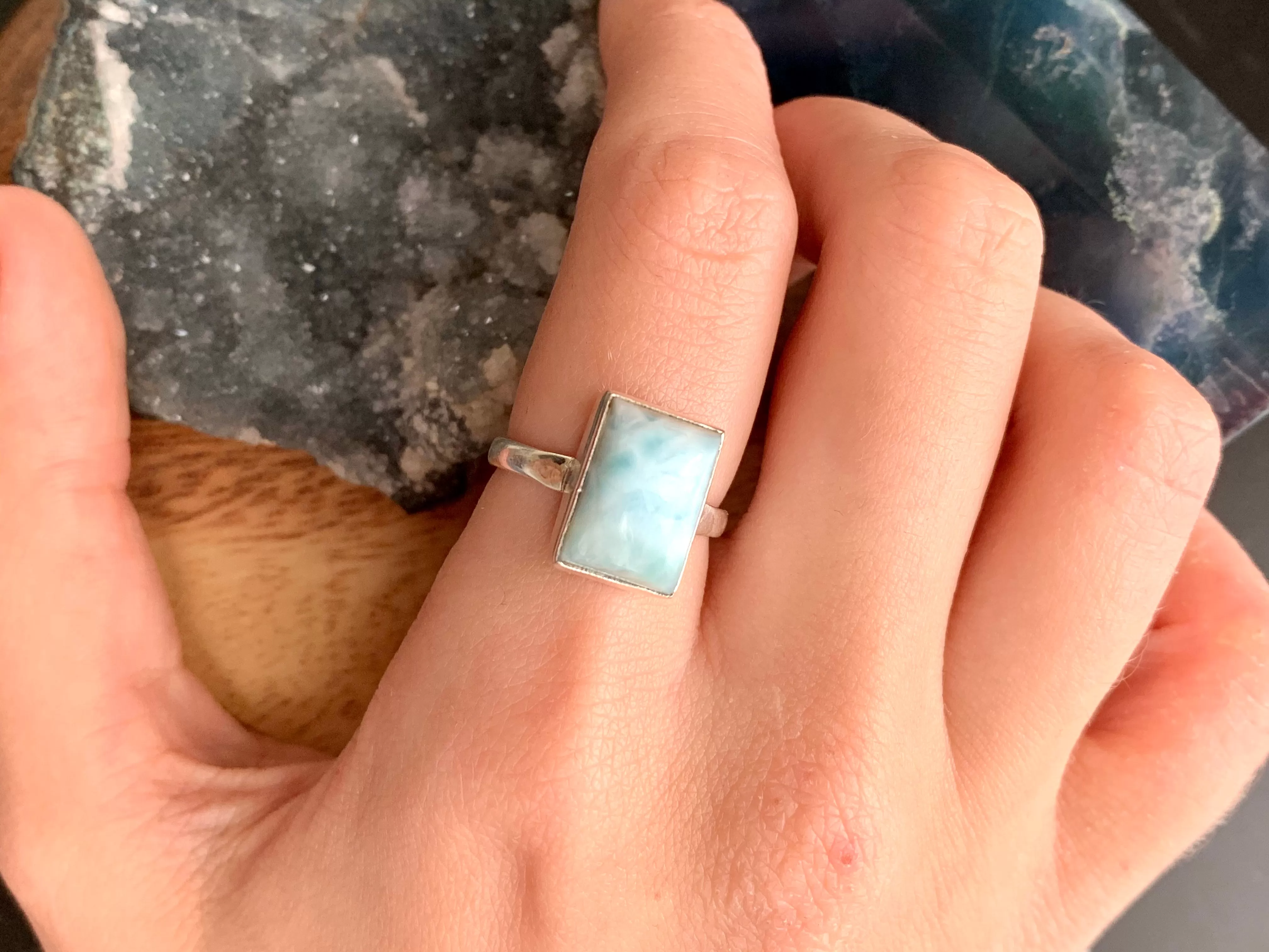 Larimar Akoni Ring - Rectangle