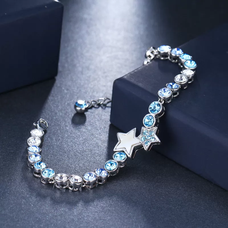 Light blue Crystal Stars chain Bracelets