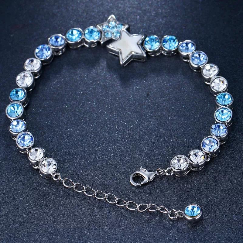 Light blue Crystal Stars chain Bracelets