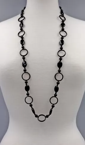 Long Onyx Ring Necklace