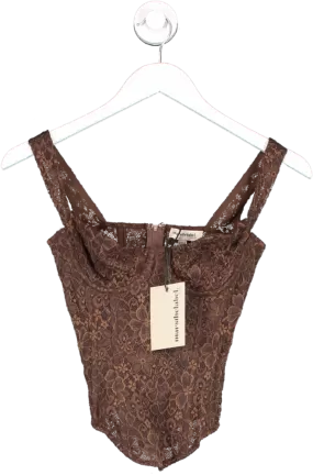 Mars the Label Brown The Cinched Lace Corset Top UK 4