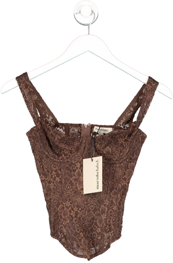 Mars the Label Brown The Cinched Lace Corset Top UK 4