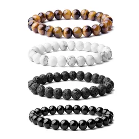 Men Bracelet Stack 8 mm Natural Stones Beaded Wrist Accessory