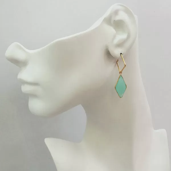 Mint Green Chalcedony Loop Drop Earrings