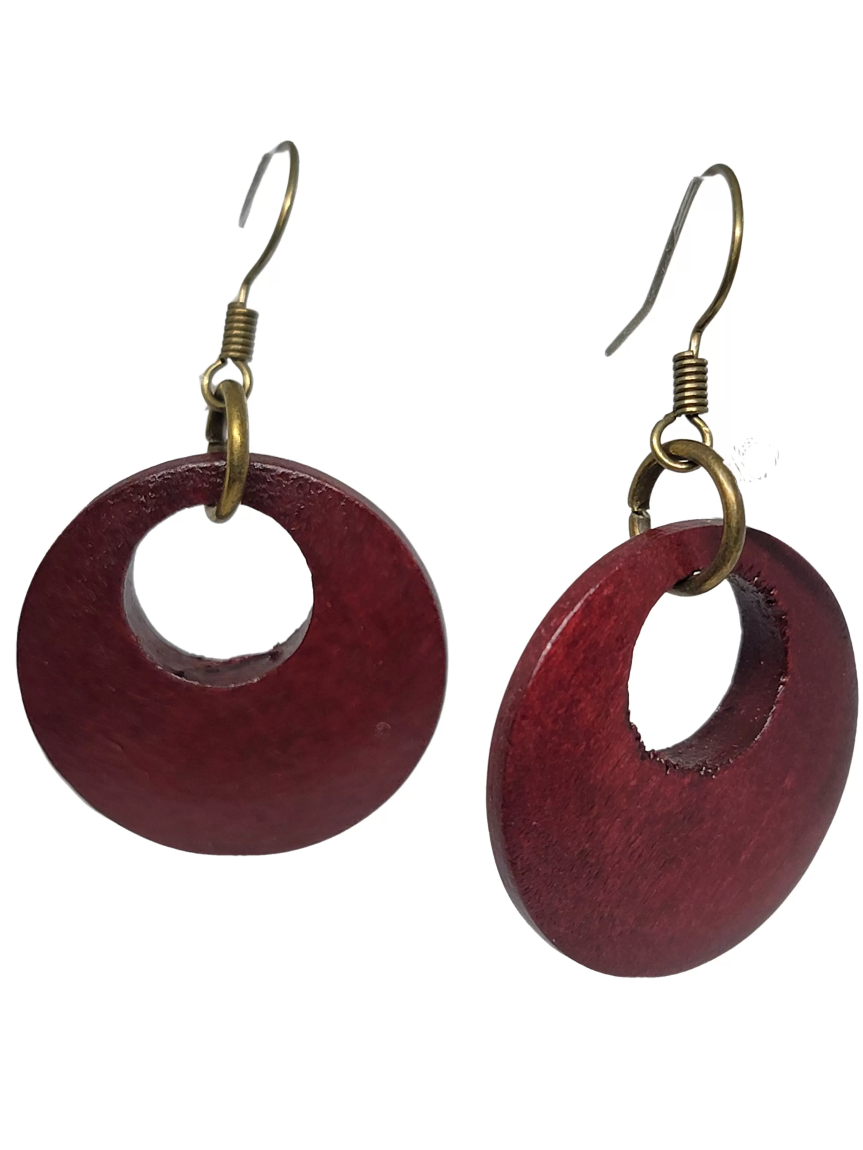 Modern Geometric Wooden Disc Earrings