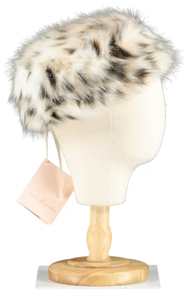 Nana Jacqueline Cream Faux Leopard Hat One Size