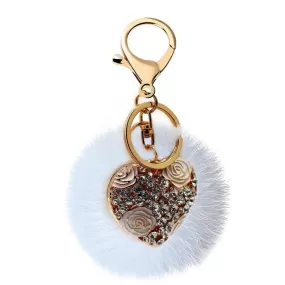 New Rabbit Fur Ball Bling Crystal Rhinestone Keychain Car Purse Bag Gift