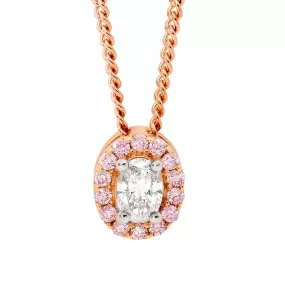 Oval Shaped Pink & White Diamond Pendant