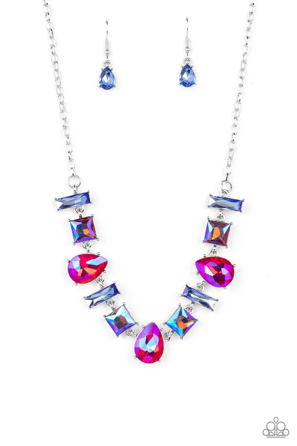 Paparazzi Interstellar Ice - Pink Iridescent Oil Spill Short Necklace