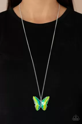 Paparazzi The Social Butterfly Effect Green Necklace & Earring Set