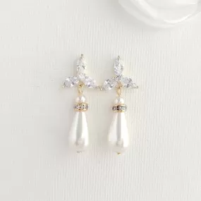 Pearl Earrings For Bridal Party in Gold- Flora