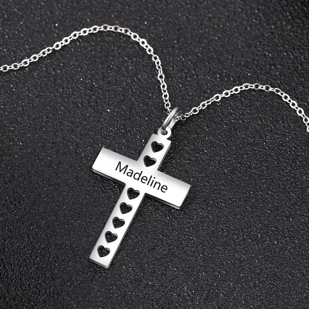 Personalized Gift Custom Name Cross Necklace