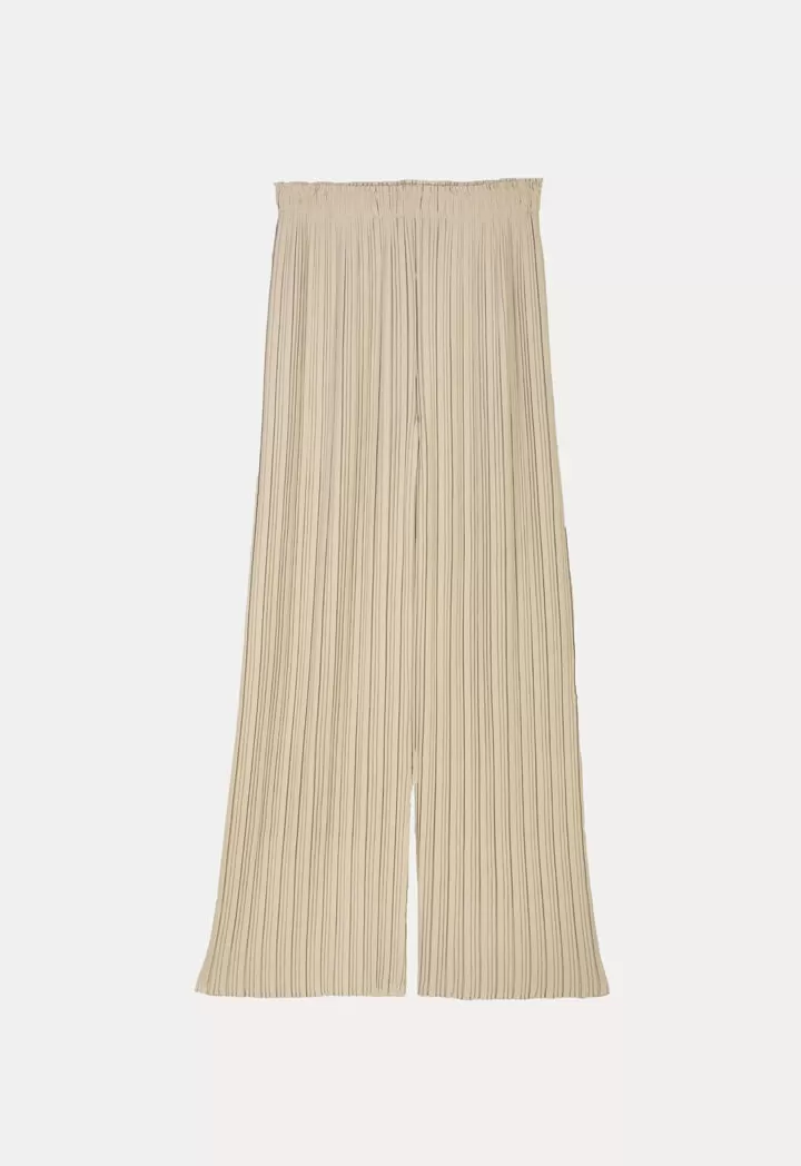 Pleated Wide Leg Solid Trouser