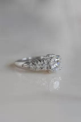 READY TO SHIP: Silvestra in 14K white gold, moissanite 6mm, moissanites, RING SIZE 6 US