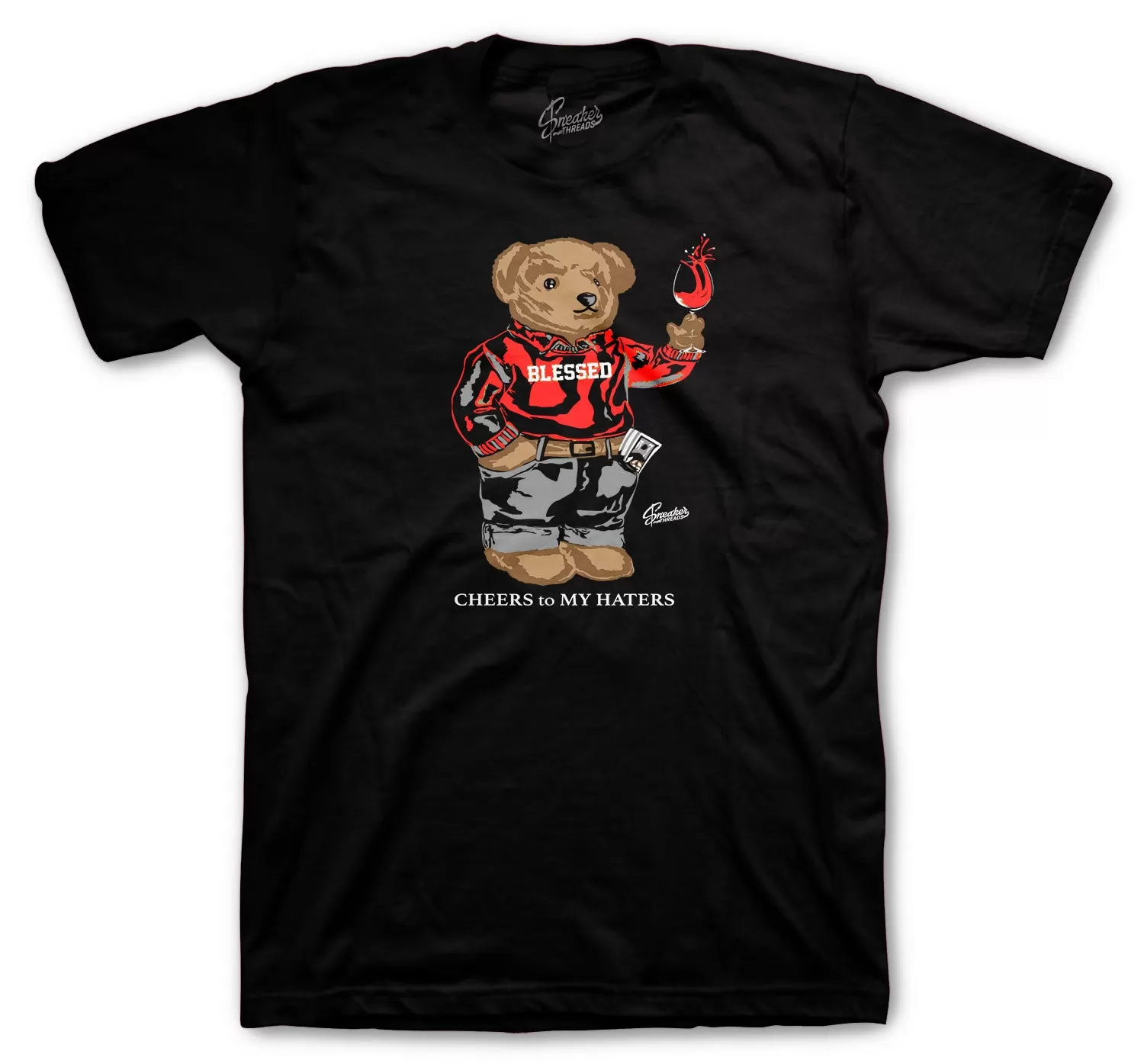 Retro 4 Red Thunder Shirt - Cheers Bear - Black