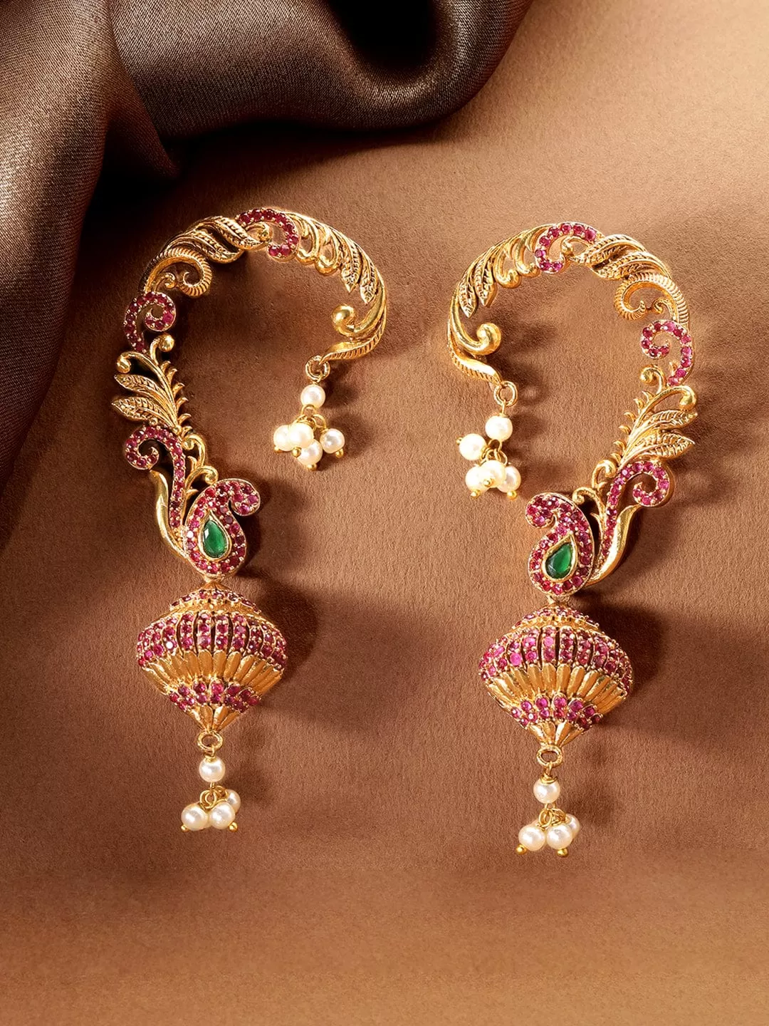 Rubans Gold-Toned Contemporary Jhumkas Earrings