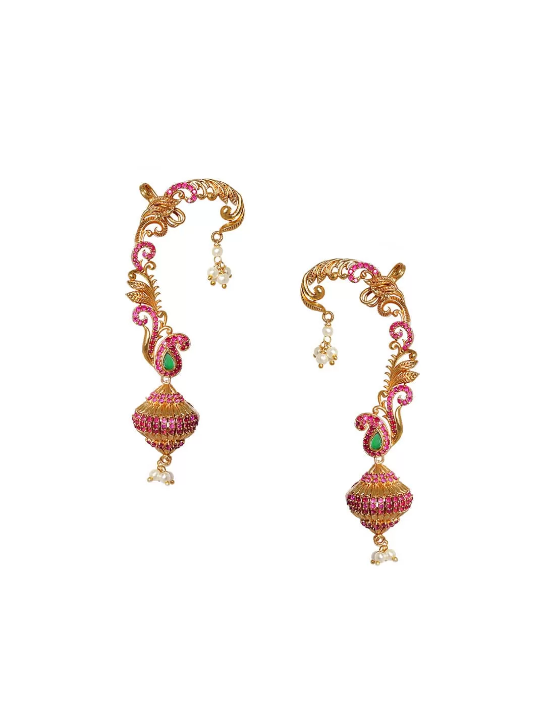 Rubans Gold-Toned Contemporary Jhumkas Earrings