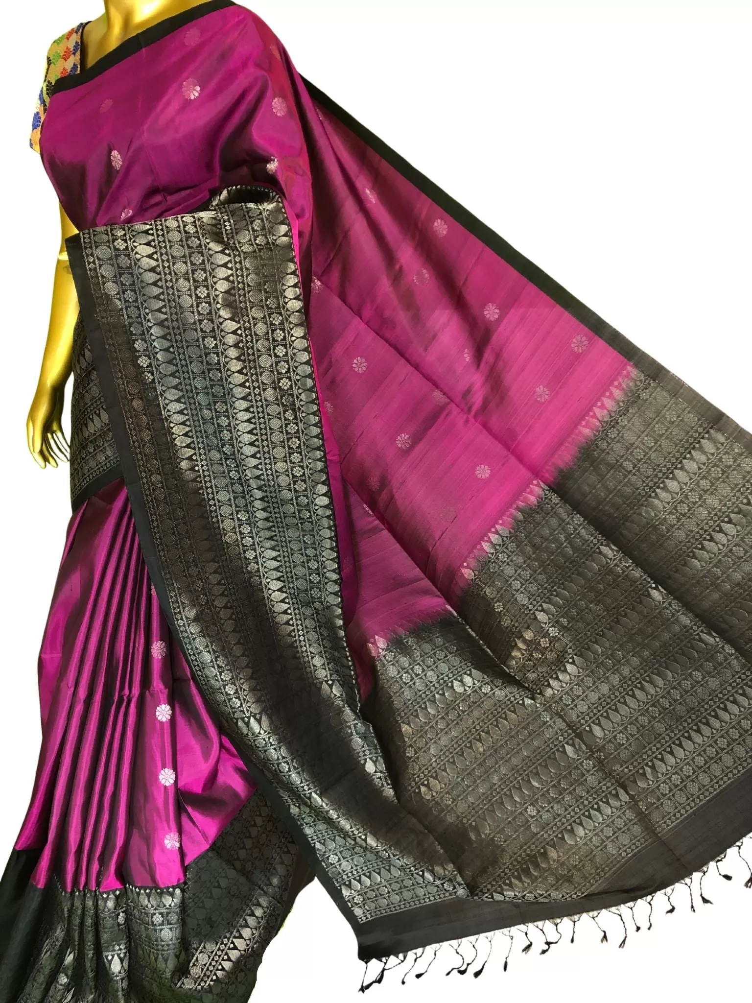 Ruby Wine Color Pure Kanchipuram Soft Silk Saree