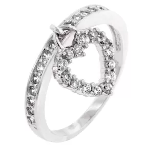 Silver and CZ Heart Charm Ring