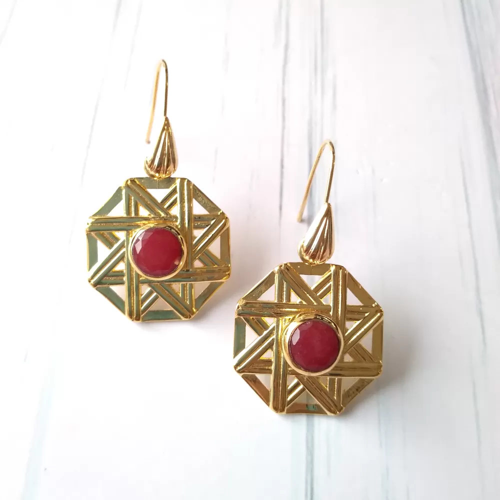 Solihiya Red Jade Single Drop Earrings