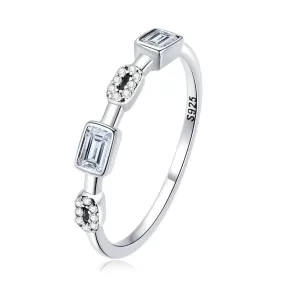 Square Cubic Diamond 925 Sterling Silver Ring