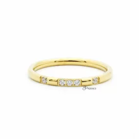 Stainless Steel 5 CZ Inlay Band Ring - Gold