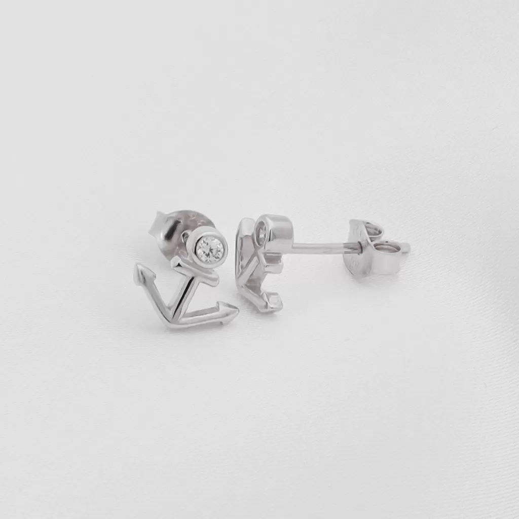 Sterling Silver Anchor Stud Earrings