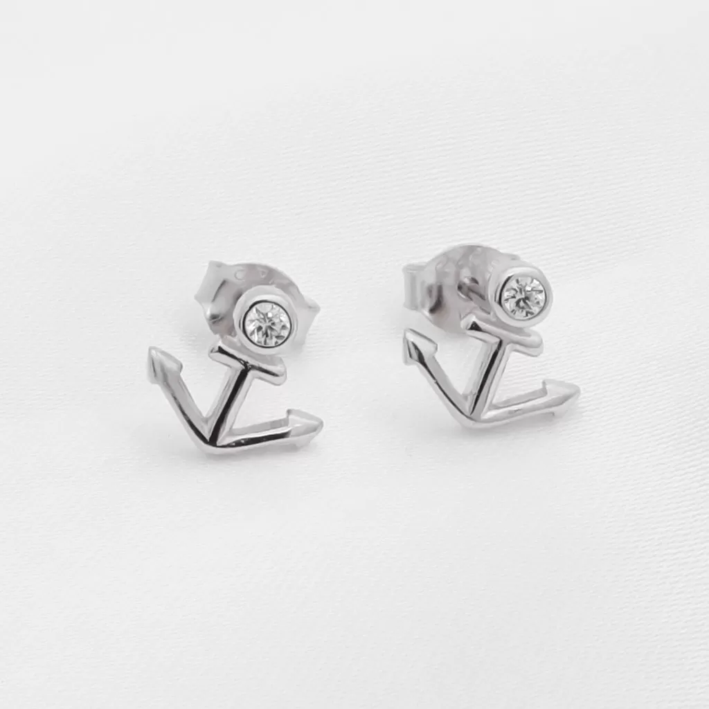 Sterling Silver Anchor Stud Earrings