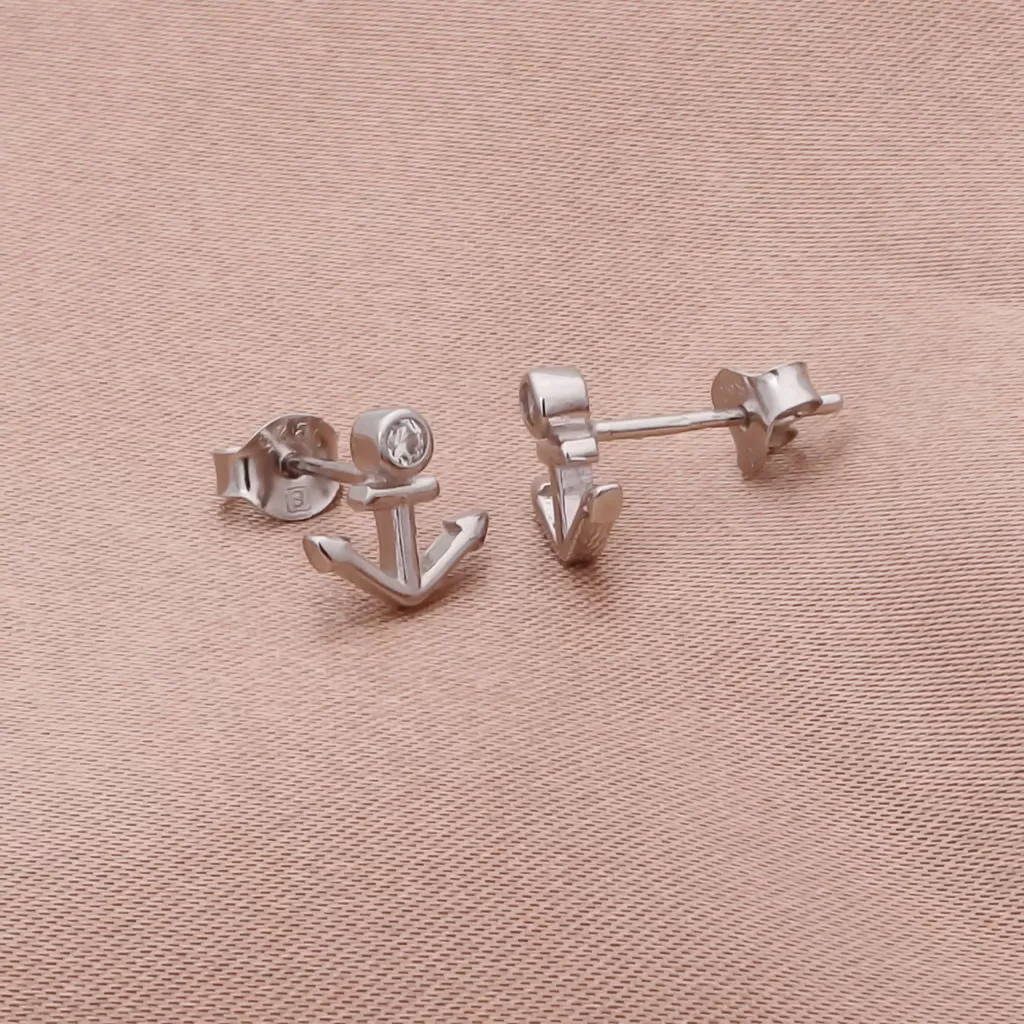 Sterling Silver Anchor Stud Earrings