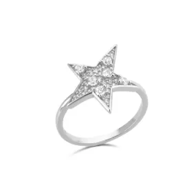 Sterling Silver Gold Full Zircon Star Size Ring For Women