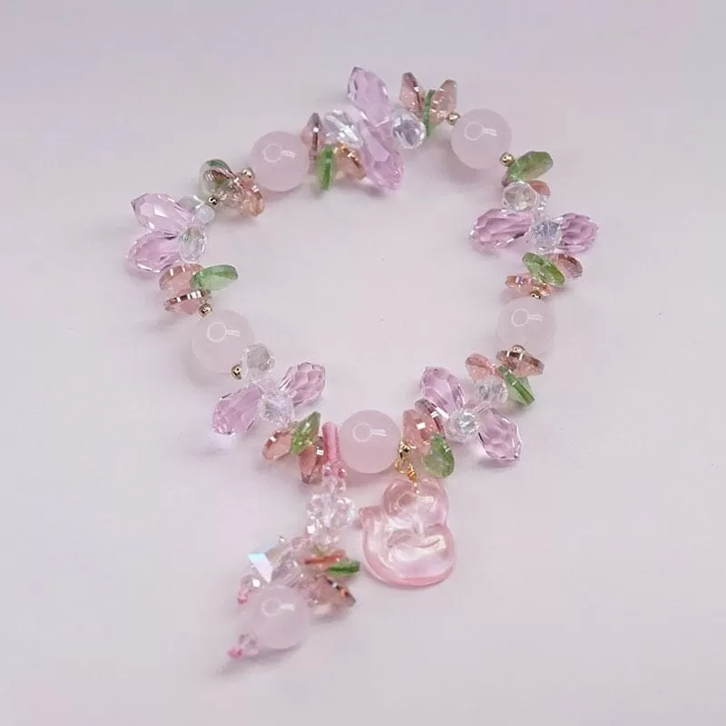 Sweet Pink Opal and Swarovski Crystals Bracelet