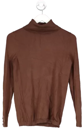 Talbots Brown Ribbed Knit Turtle Neck Top UK S