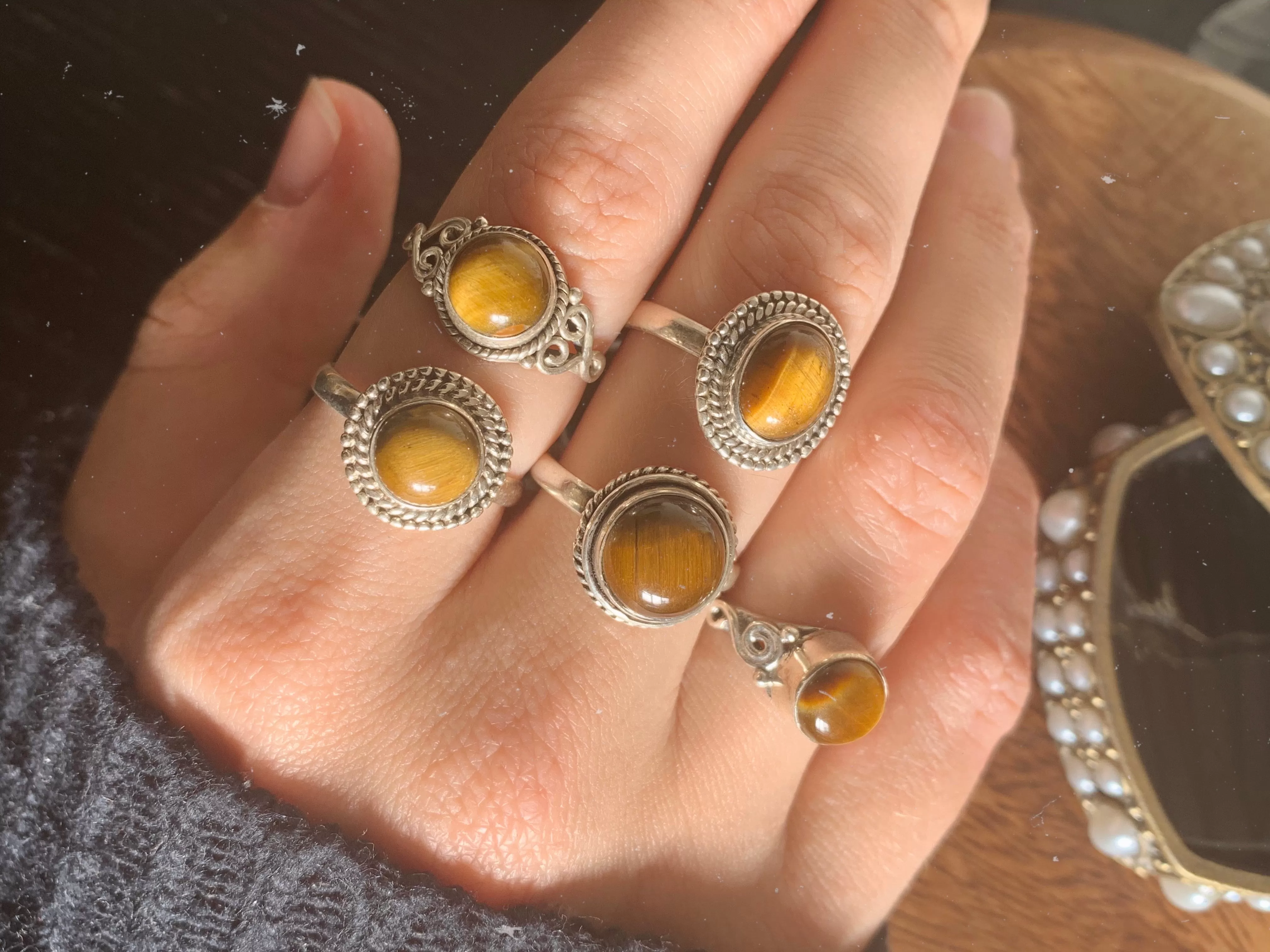 Tiger’s Eye Rings Mix - Small Designed