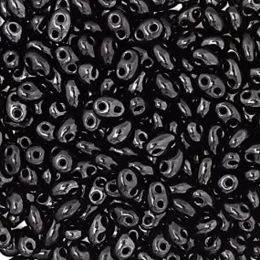 Twin 2Hole Bead 2.5x5mm apx22g Opaque Black