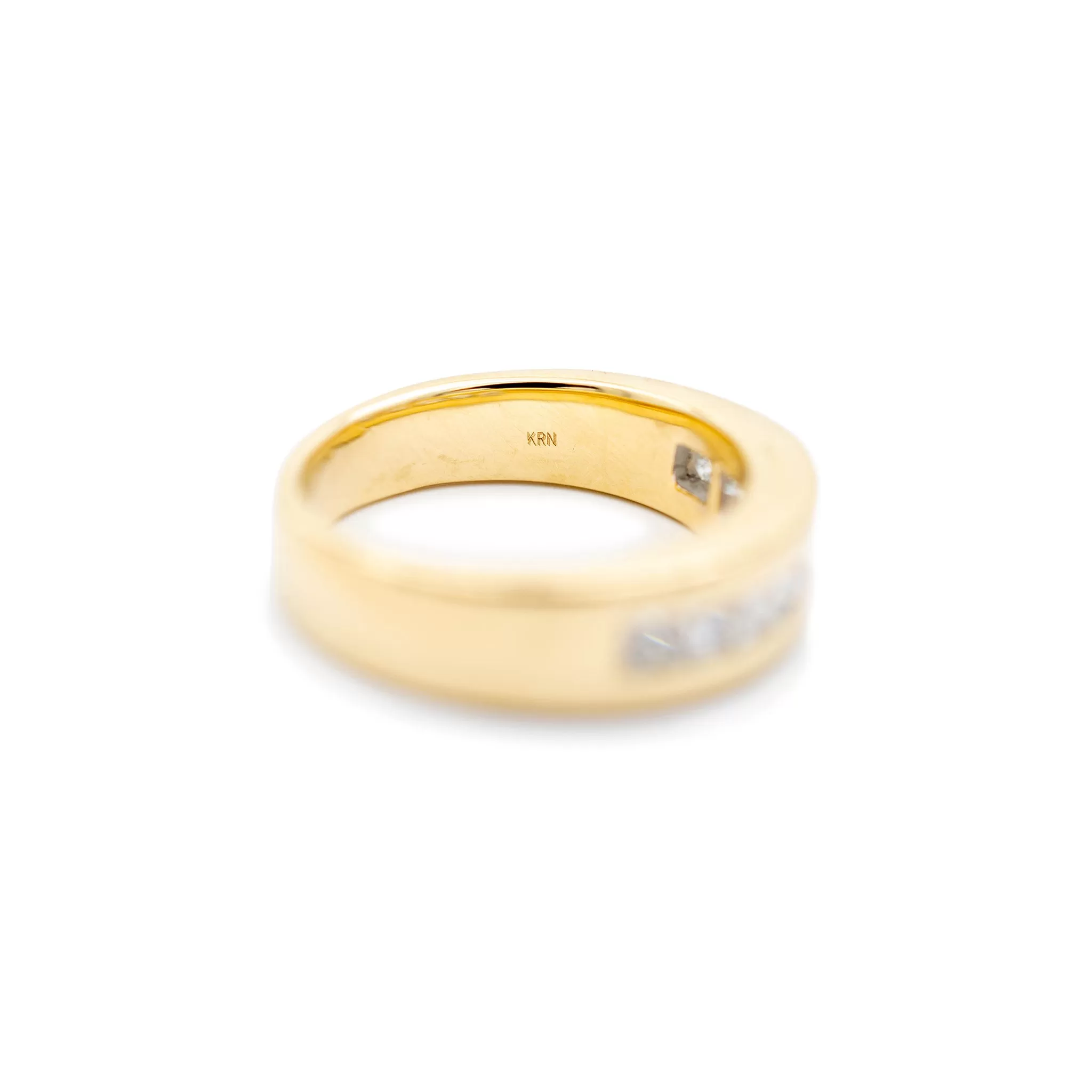 Unisex 14K Yellow Gold Princess Cut Diamond Wedding Band