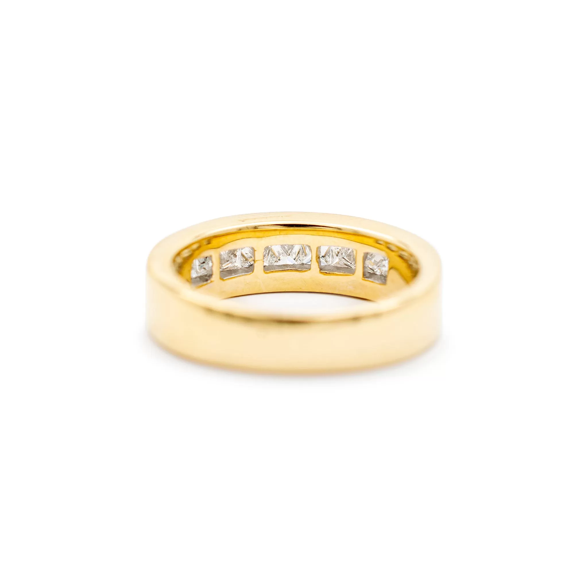 Unisex 14K Yellow Gold Princess Cut Diamond Wedding Band