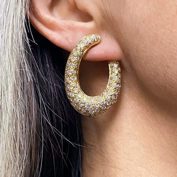 Vintage Diamond Hoop Earrings