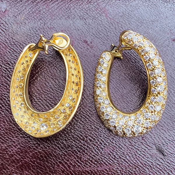 Vintage Diamond Hoop Earrings